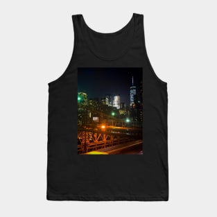 Manhattan Skyline, Night, Brooklyn Bridge, NYC Tank Top